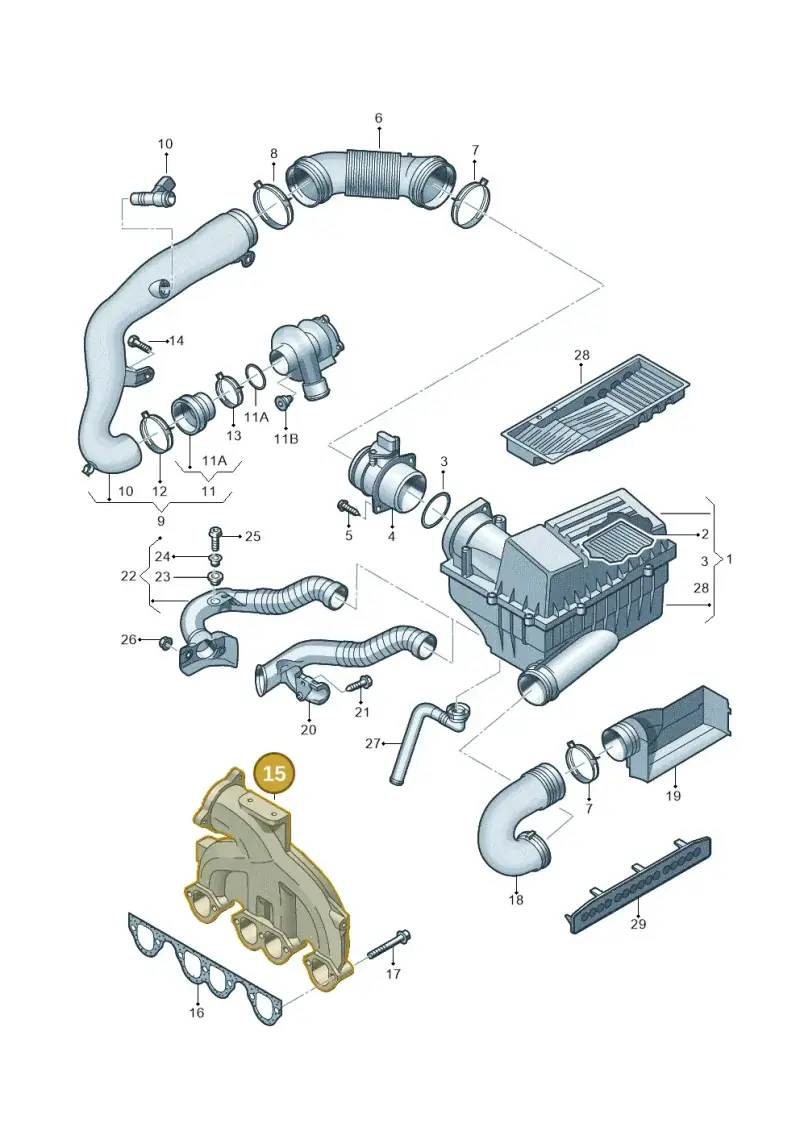 03G129713C — Volkswagen Passat estate (2008-2011) diagram 656129300, position 15