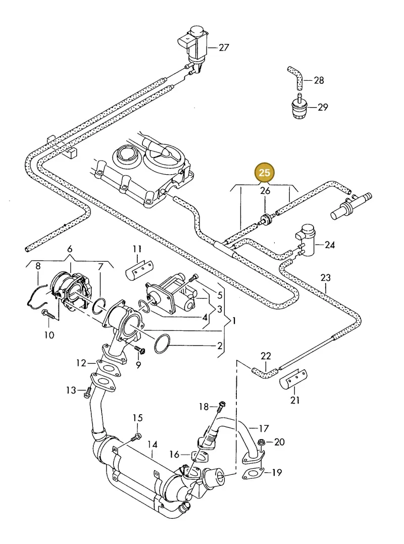 03G131055BE — Volkswagen DIES.-IND.-MOT.1,9>2,0 08> (2007-) diagram 423131100, position 25