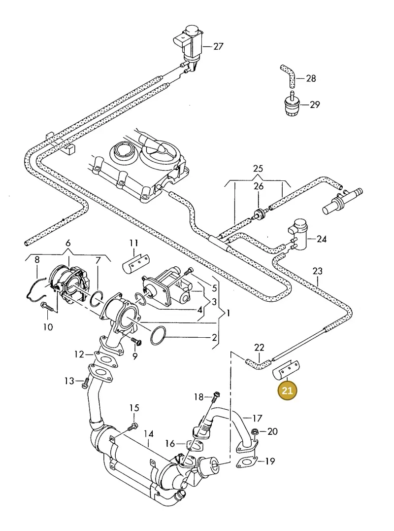 03G131531 — Volkswagen DIES.-IND.-MOT.1,9>2,0 (1990-2007) diagram 423131100, position 21