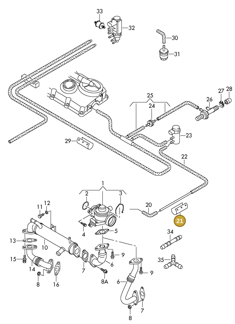 03G131531 — Volkswagen DIES.-IND.-MOT.1,9>2,0 08> (2007-) diagram 425131150, position 21