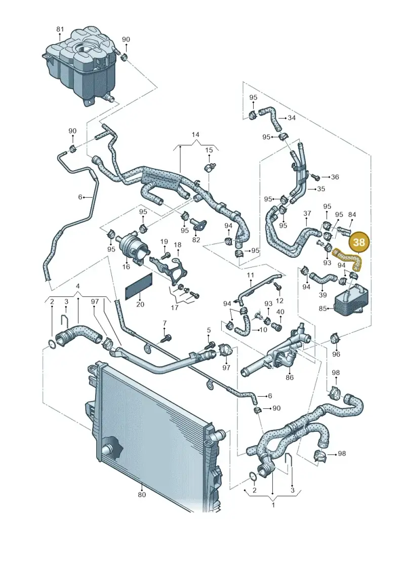 03H121096E — Volkswagen Touareg BlueMotion (2014-2018) diagram 693121420, position 38