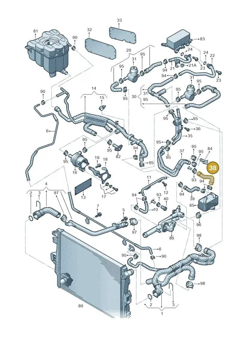 03H121096E — Volkswagen Touareg BlueMotion (2014-2018) diagram 693121400, position 38