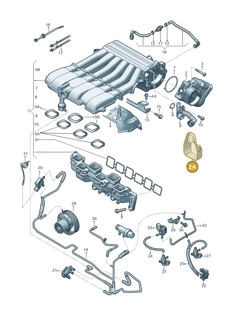 03H133105 — Volkswagen Touareg BlueMotion (2014-2018) diagram 787133750, position 2A