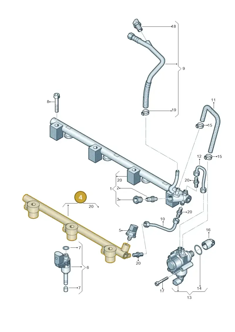 03H133317P — Volkswagen Touareg BlueMotion (2014-2018) diagram 693133920, position 4