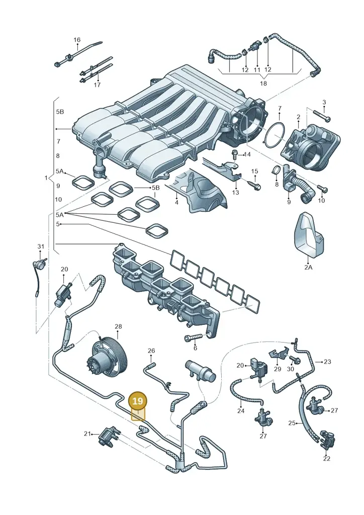 03H133778AT — Volkswagen Touareg BlueMotion (2014-2018) diagram 787133750, position 19