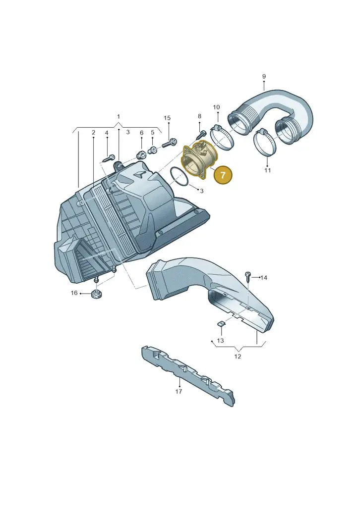 03H906461 — Volkswagen Phaeton 4motion (2010-2016) diagram 258129200, position 7