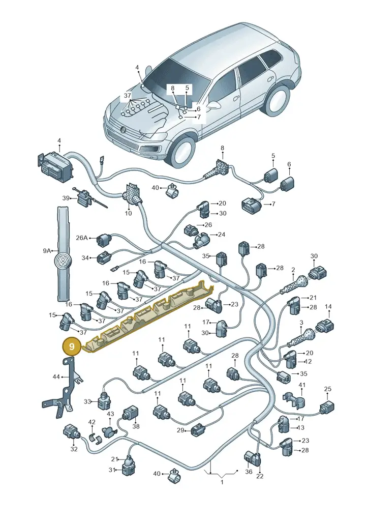 03H971824N — Volkswagen Touareg BlueMotion (2014-2018) diagram 693971060, position 9