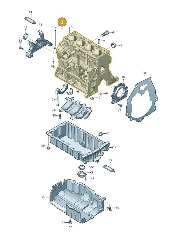 03L103011AQ — Volkswagen Caddy kombi (2015-2020) diagram 634103250, position 1