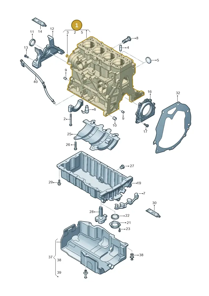 03L103011BQ — Volkswagen Ameo 1,0 (2016-2020) diagram 883103200, position 1