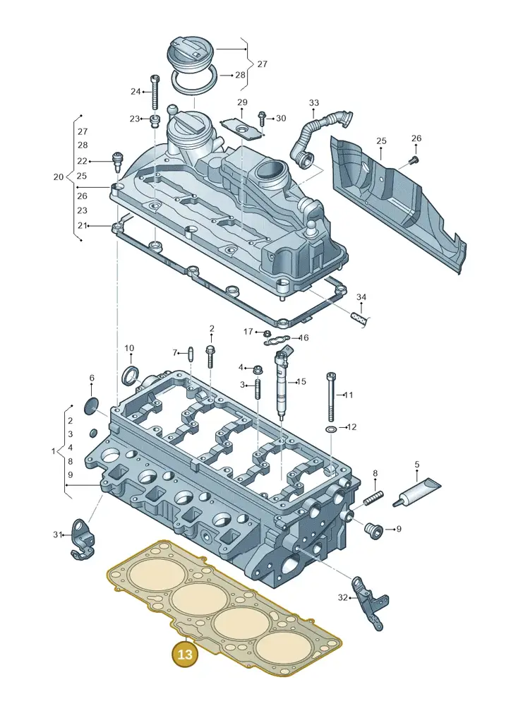 03L103383AQ — Volkswagen New beetle (2011-2016) diagram 634103600, position 13