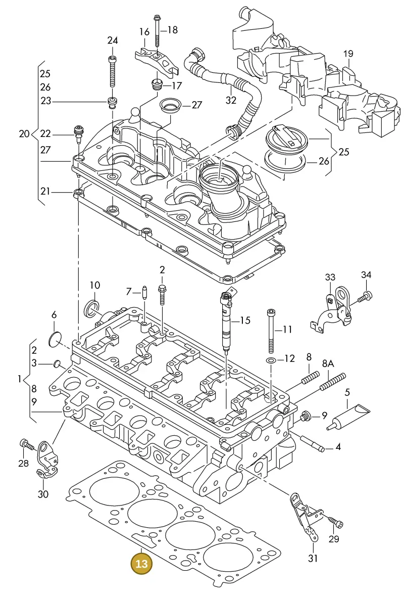 03L103383BK — Volkswagen DIES.-IND.-MOT.1,9>2,0 08> (2007-) diagram 425103650, position 13