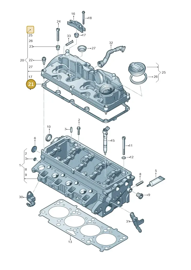 03L103483C — Volkswagen Caddy kombi (2015-2020) diagram 649103550, position 21