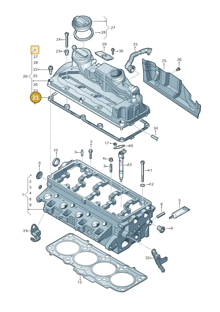 03L103483 — Volkswagen New beetle (2011-2016) diagram 634103600, position 21