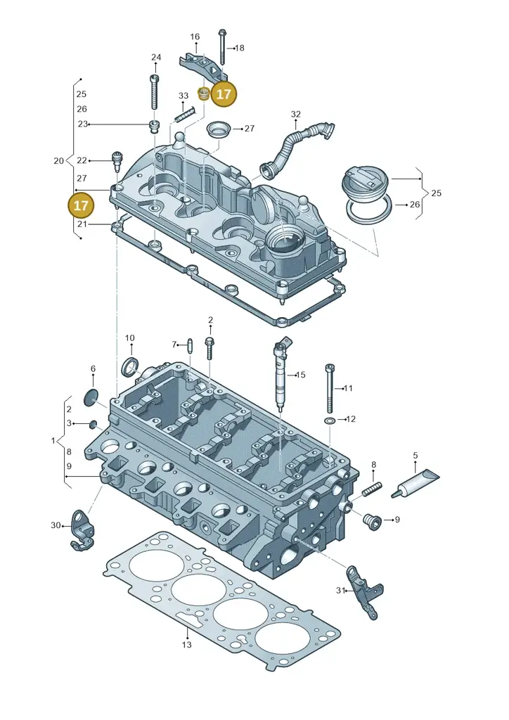 03L103487A — Volkswagen Caddy kombi (2015-2020) diagram 649103550, position 17