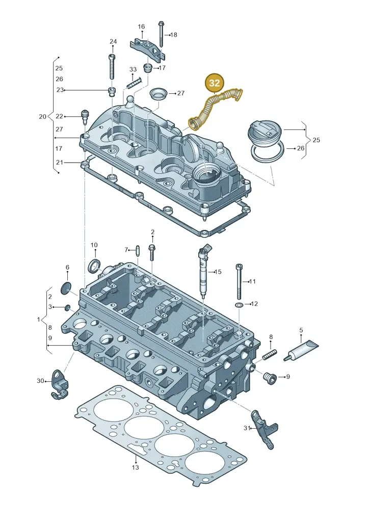 03L103493AH — Volkswagen New Passat (2011-2015) diagram 649103550, position 32