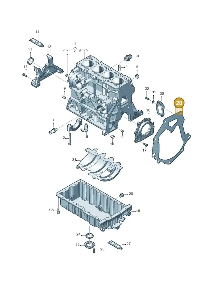 03L103645A — Volkswagen Caravelle (2015-2019) diagram 679103200, position 28