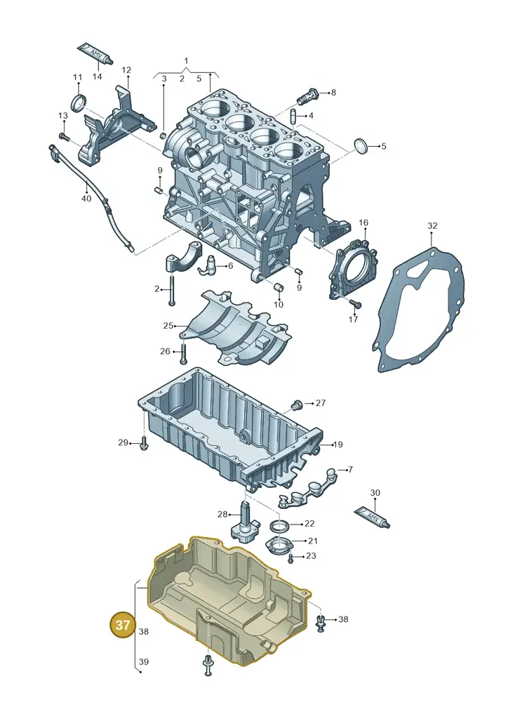 03L103660G — Volkswagen Ameo 1,0 (2016-2020) diagram 883103200, position 37