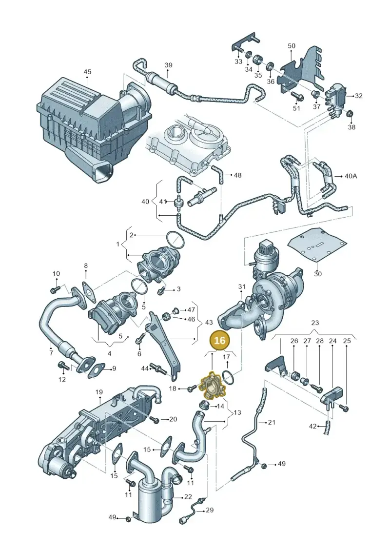 03L129635 — Volkswagen New Passat (2011-2015) diagram 691131450, position 16