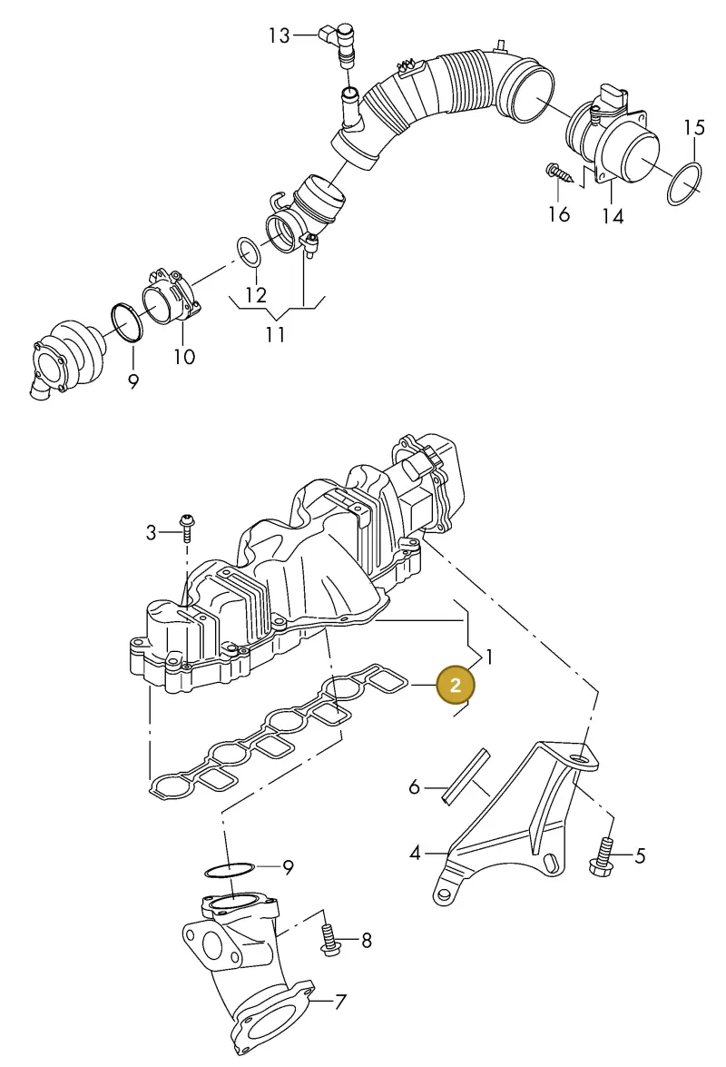 03L129717 — Volkswagen DIES.-IND.-MOT.1,9>2,0 08> (2007-) diagram 425129250, position 2