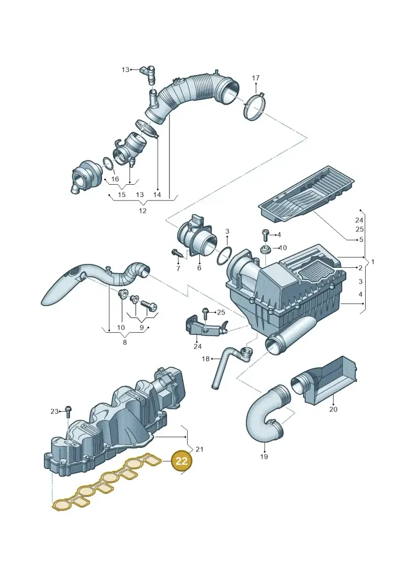 03L129717 — Volkswagen Golf estate (2009-2013) diagram 634129600, position 22