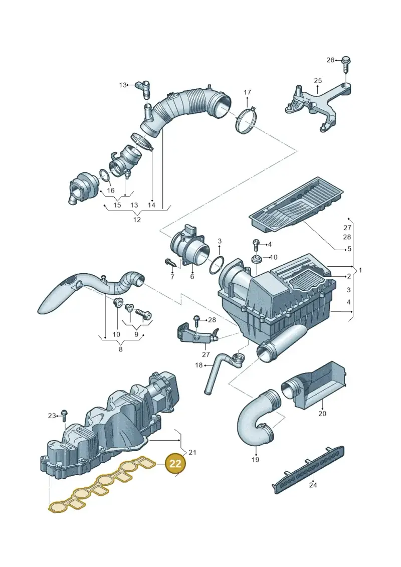 03L129717L — Volkswagen Passat saloon (2010-2015) diagram 702129700, position 22
