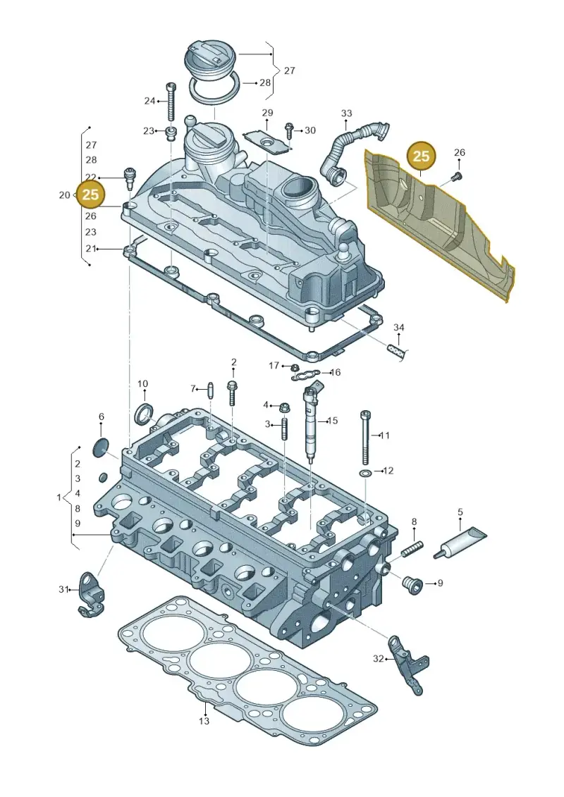 03L129969D — Volkswagen New beetle (2011-2016) diagram 634103600, position 25