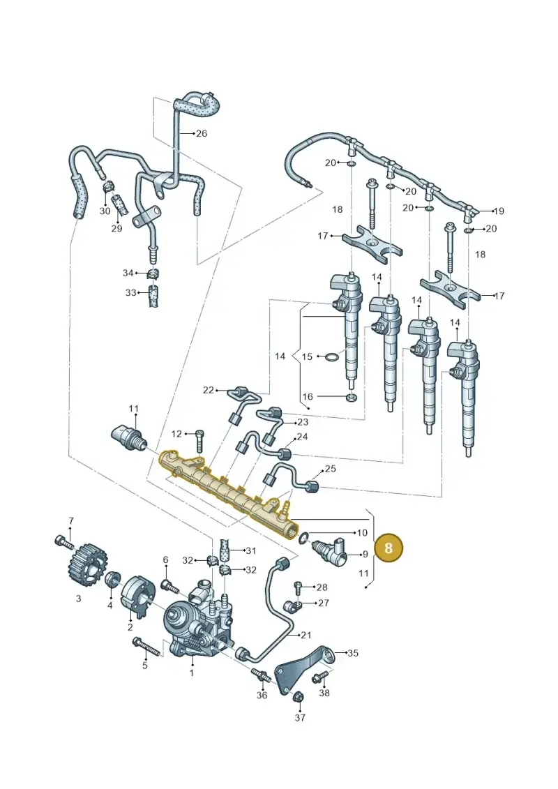 03L130089J — Volkswagen Tiguan 4Motion (2011-2018) diagram 689130200, position 8