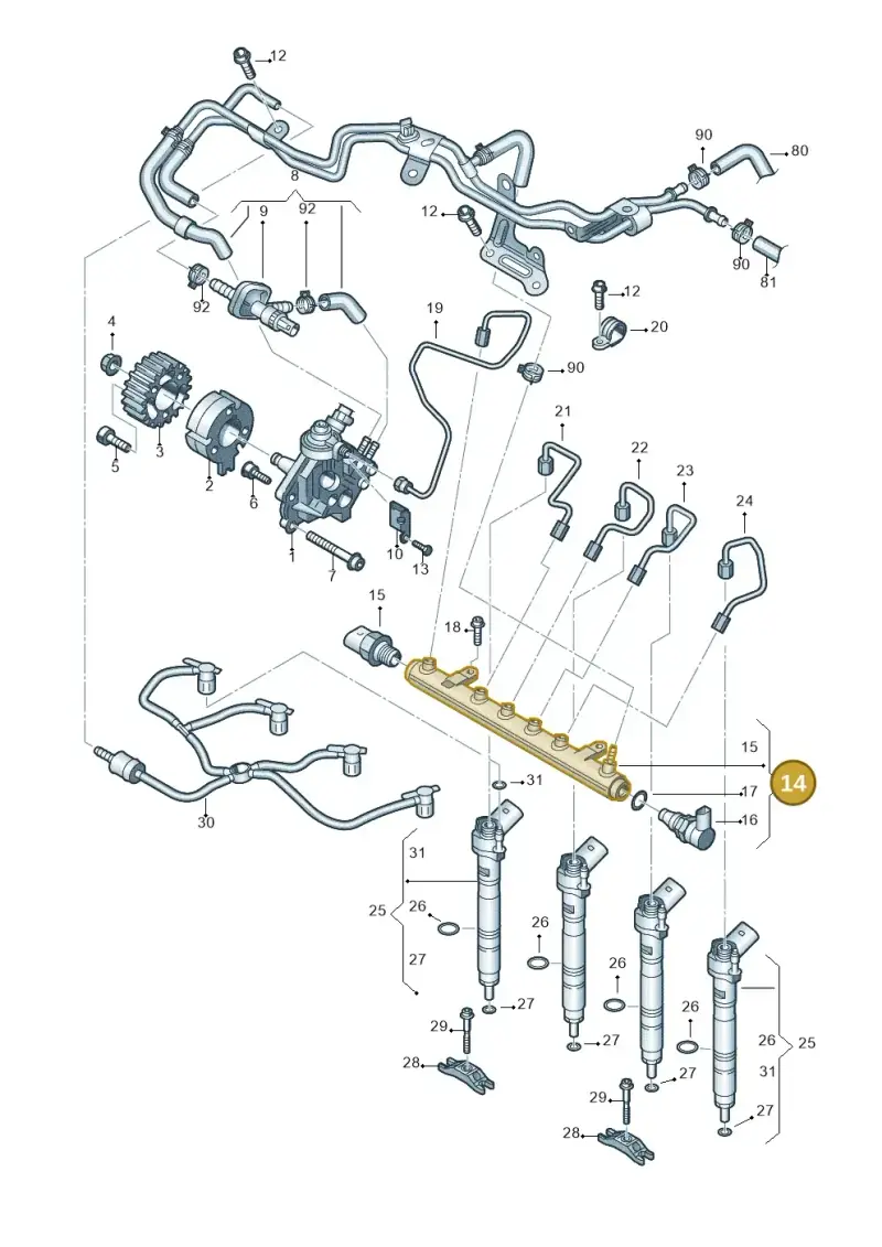 03L130089 — Volkswagen Caravelle (2015-2019) diagram 679130400, position 14