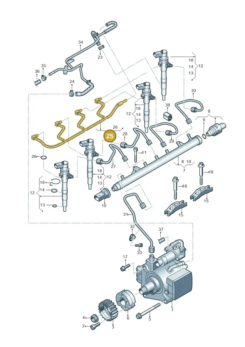 03L130235AF — Volkswagen Caddy kombi (2015-2020) diagram 694130300, position 25