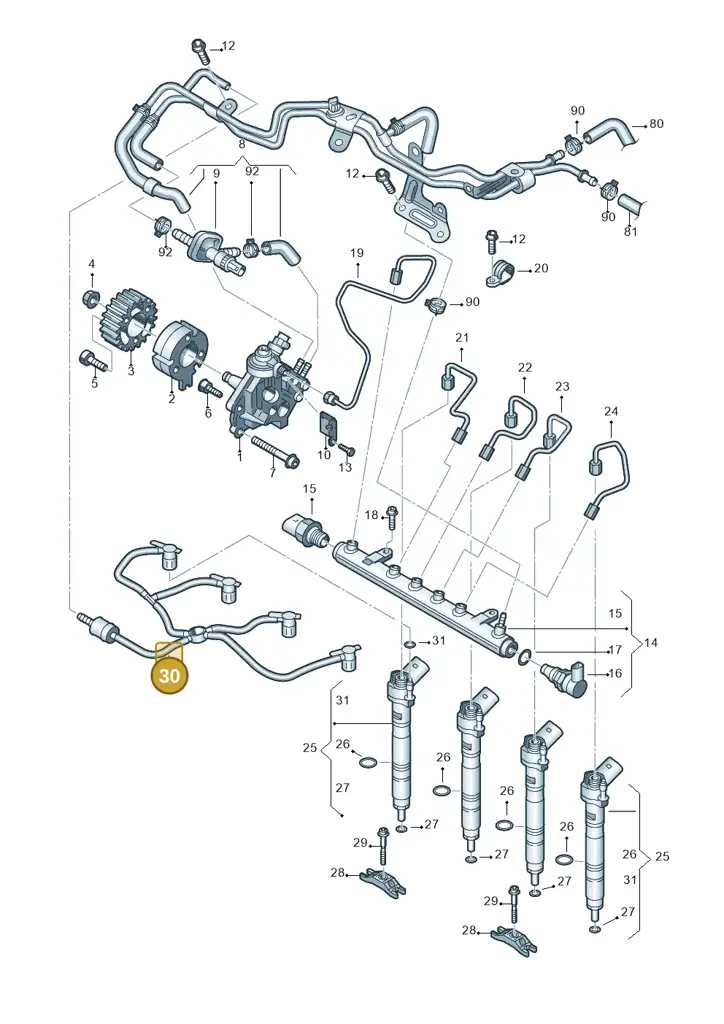03L130235AJ — Volkswagen Caravelle (2015-2019) diagram 679130400, position 30