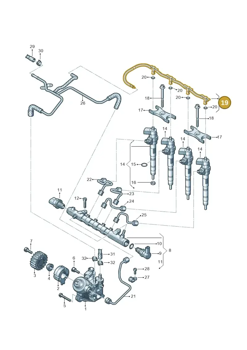 03L130235N — Volkswagen Caddy kombi (2015-2020) diagram 634130300, position 19