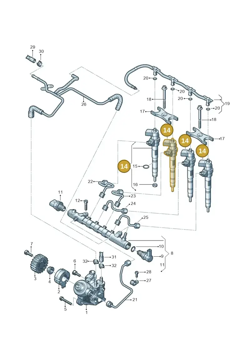 03L130277Q — Volkswagen Caddy kombi (2015-2020) diagram 634130300, position 14