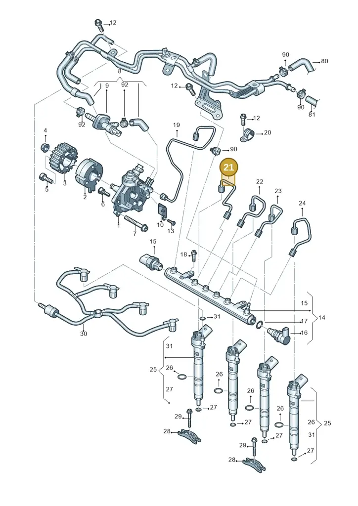 03L130301AP — Volkswagen Caravelle (2015-2019) diagram 679130400, position 21