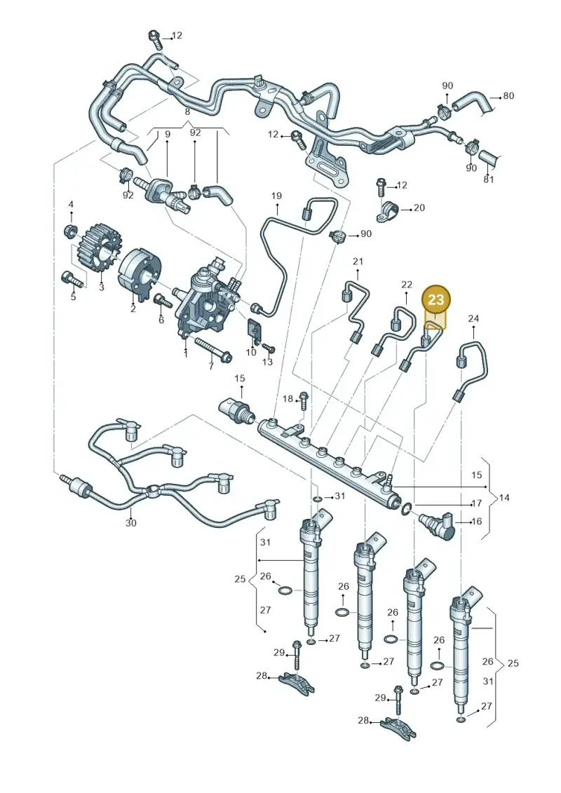 03L130301B — Volkswagen Caravelle (2015-2019) diagram 679130400, position 23