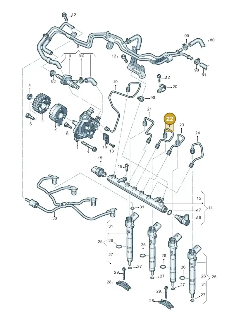03L130301R — Volkswagen Caravelle (2015-2019) diagram 679130400, position 22