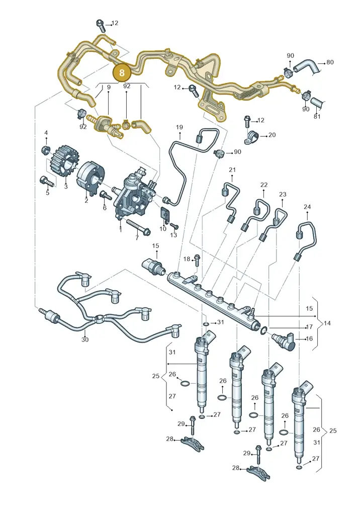 03L130308E — Volkswagen Caravelle (2015-2019) diagram 679130400, position 8