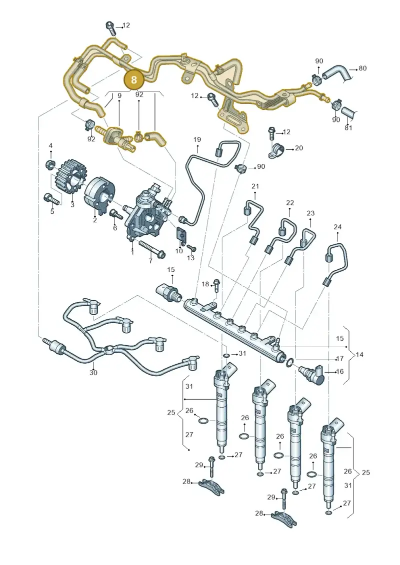 03L130308E — Volkswagen Caravelle (2015-2019) diagram 679130400, position 8