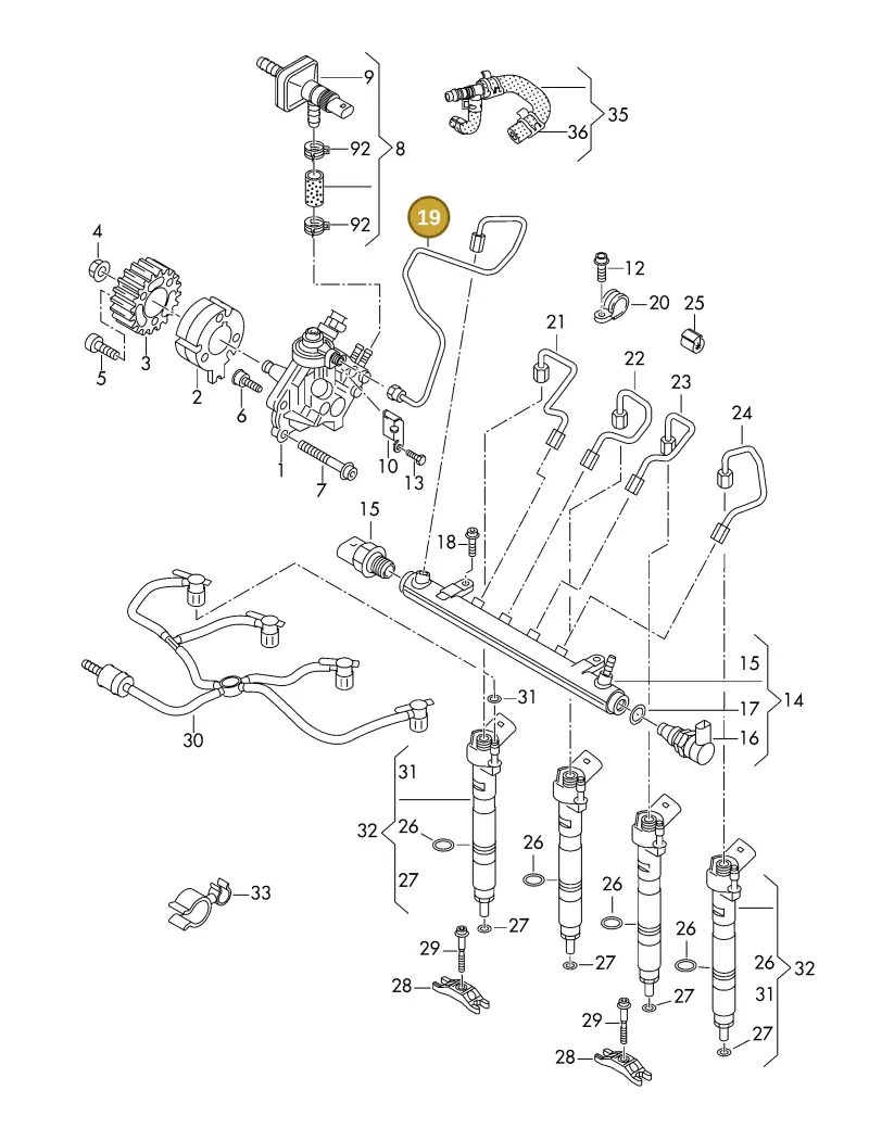 03L130321 — Volkswagen DIES.-IND.-MOT.1,9>2,0 08> (2007-) diagram 425130470, position 19