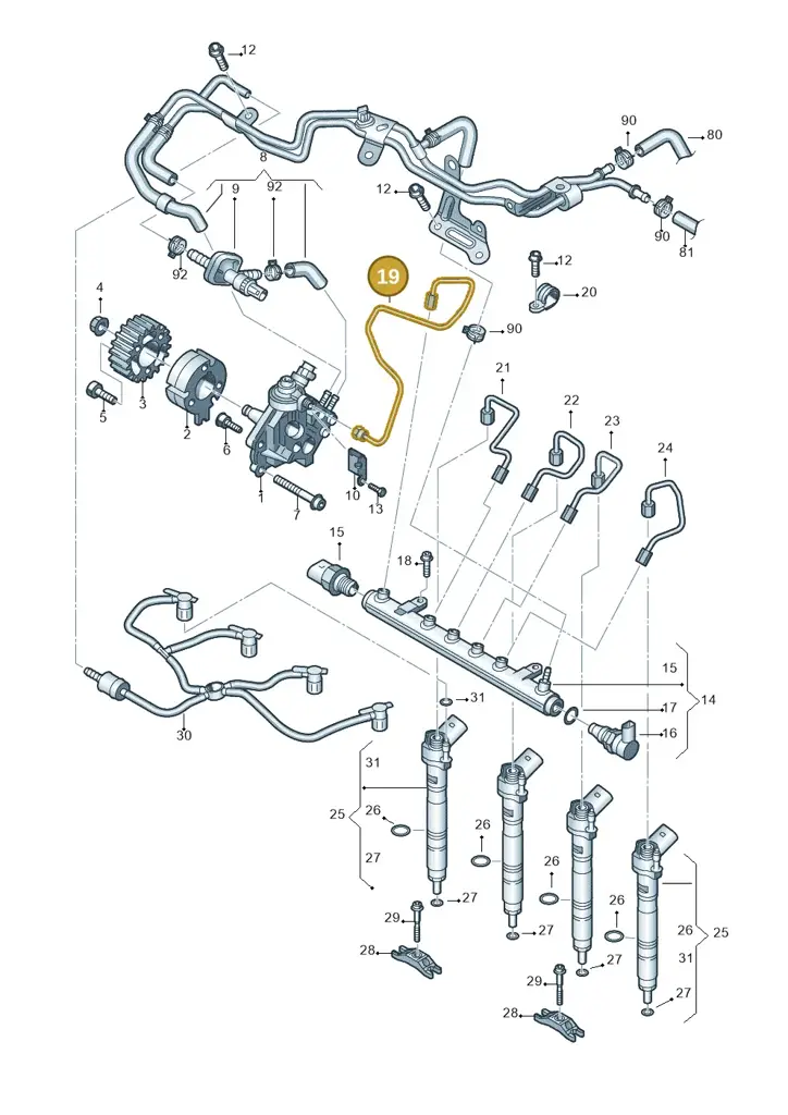 03L130321L — Volkswagen Caravelle (2015-2019) diagram 679130400, position 19