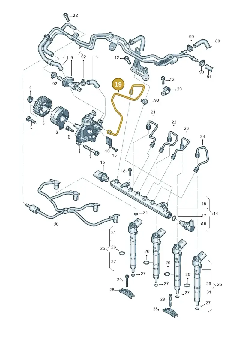 03L130321L — Volkswagen Caravelle (2015-2019) diagram 679130400, position 19