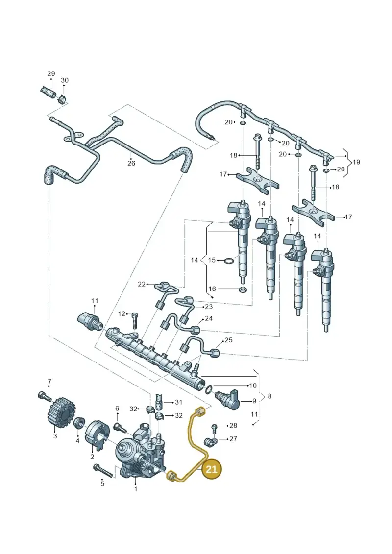 03L130321Q — Volkswagen Caddy kombi (2015-2020) diagram 634130300, position 21