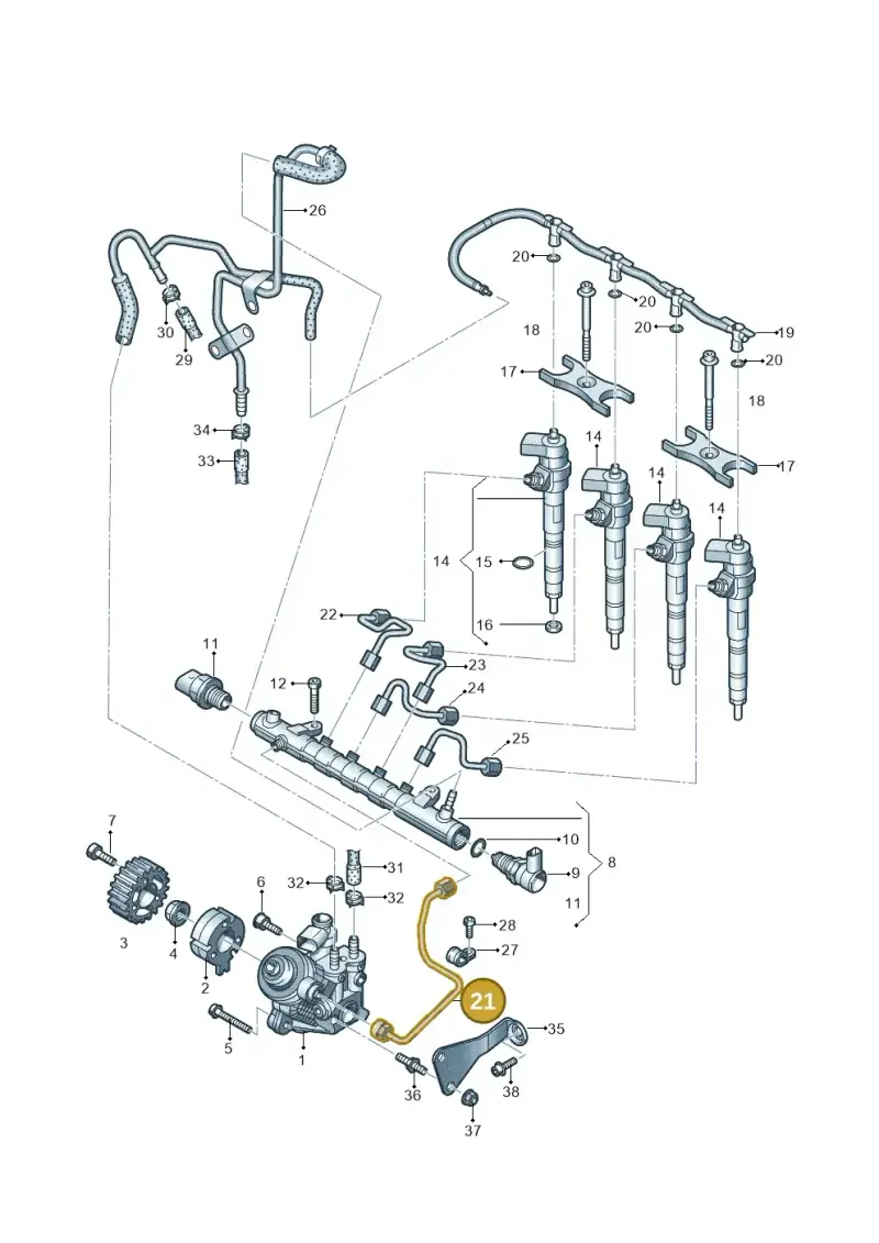 03L130321Q — Volkswagen Tiguan 4Motion (2011-2018) diagram 689130200, position 21