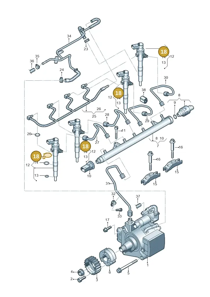 03L130447 — Volkswagen Caddy kombi (2015-2020) diagram 694130300, position 18