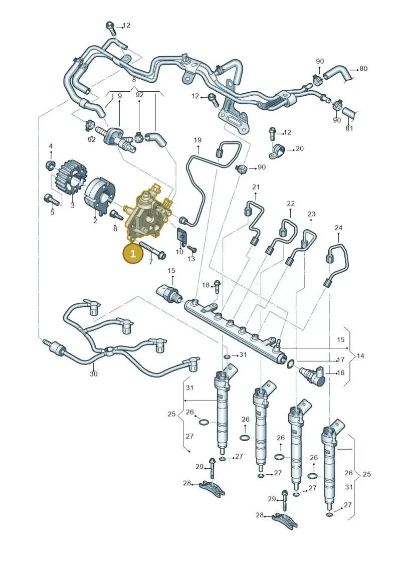 03L130755R — Volkswagen Caravelle (2015-2019) diagram 679130400, position 1