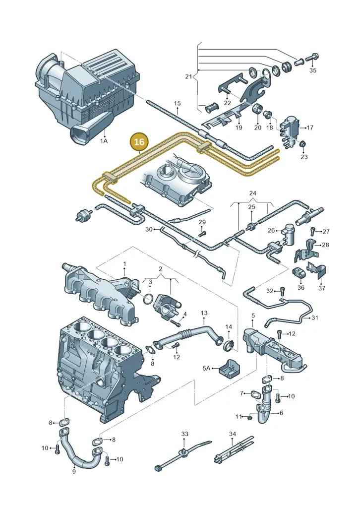 03L131055CR — Volkswagen Passat CC (2011-2016) diagram 656131400, position 16