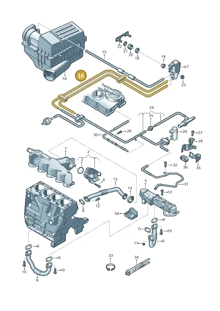 03L131055DB — Volkswagen Jetta (2014-2017) diagram 712131400, position 16