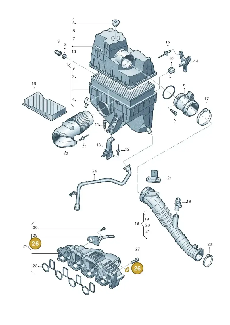 03L131120A — Volkswagen Caravelle (2015-2019) diagram 680129200, position 26
