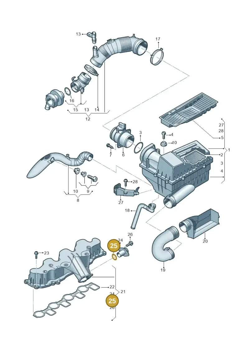 03L131120A — Volkswagen Caddy kombi (2015-2020) diagram 737129400, position 25