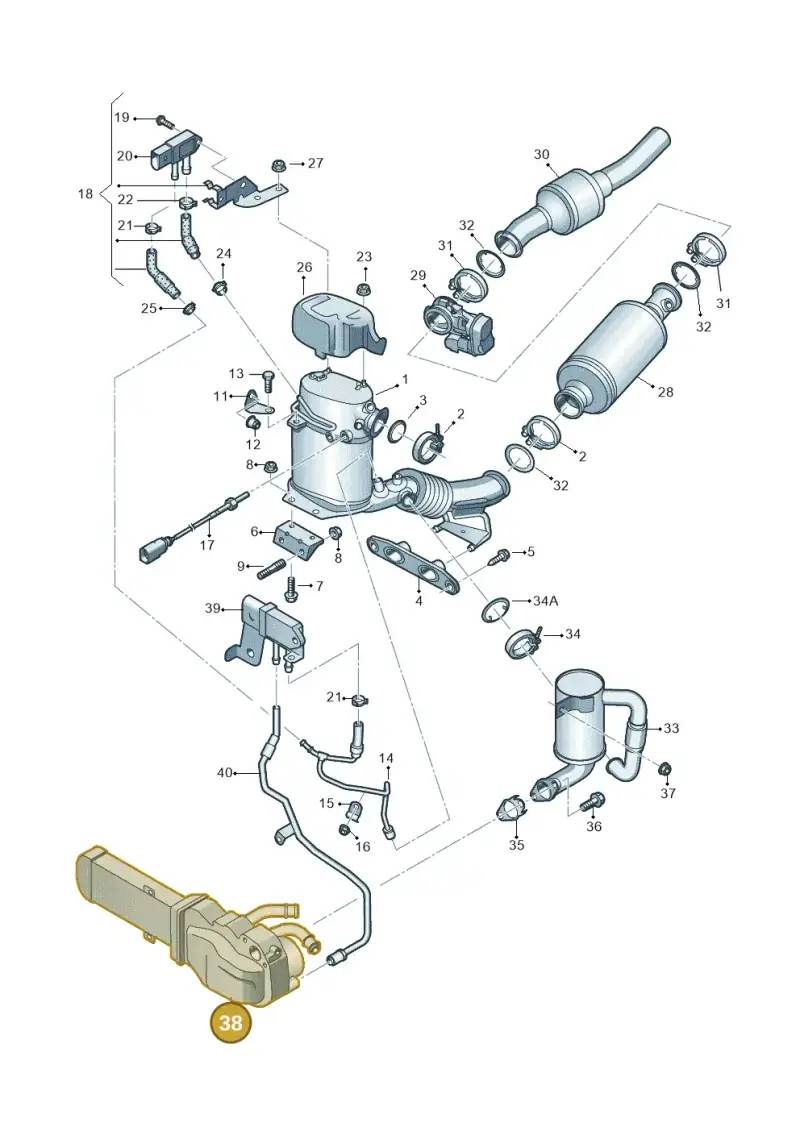03L131512AF — Volkswagen Golf (2011-2013) diagram 646253630, position 38