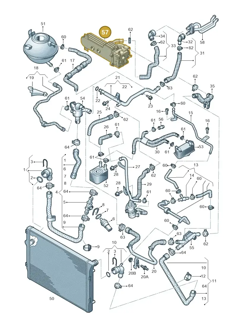 03L131512AF — Volkswagen New beetle (2011-2016) diagram 646121340, position 57